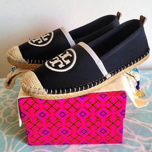Tory Burch Black and White Espadrilles